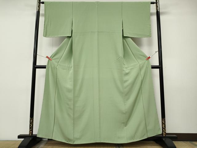 平和屋着物●上質な色無地 裏葉柳色 正絹 逸品 未使用 CABI9877ut