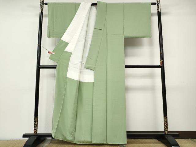 平和屋着物●上質な色無地 裏葉柳色 正絹 逸品 未使用 CABI9877ut