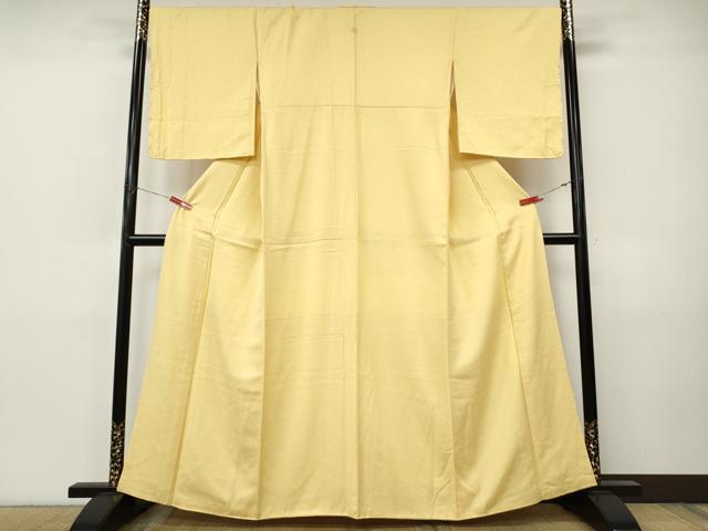 平和屋着物●上質な色無地 鳳凰花地紋 淡黄色 正絹 逸品 CABI9881ut