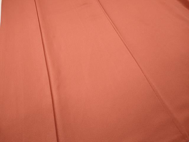 平和屋着物●上質な色無地 鉛丹色 ロング丈 正絹 逸品 CABI9889ut