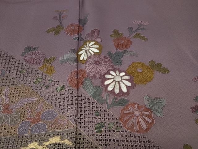 平和屋着物●中国三大刺繍 スワトウ刺繍 総刺繍 訪問着 切嵌宝尽くし花文 暈し染め 金糸 正絹 逸品 CABI9893ut