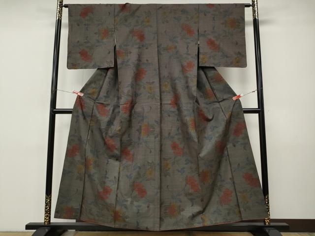平和屋着物●本場大島紬 9マルキ 枝花文 正絹 逸品 CABI9898ut