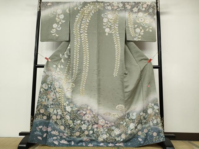 平和屋着物●吉乃一廉 幻の辻が花 訪問着 辻が花 絞り 暈し染め 銀通し地 正絹 逸品 CABI9901ut