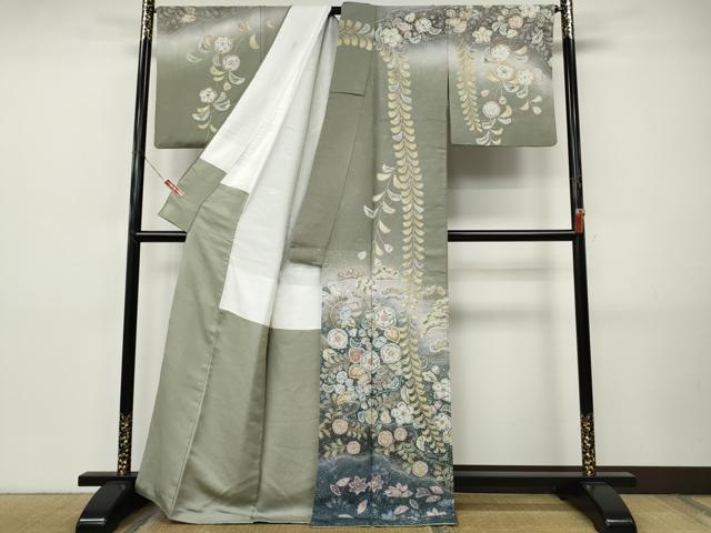平和屋着物●吉乃一廉 幻の辻が花 訪問着 辻が花 絞り 暈し染め 銀通し地 正絹 逸品 CABI9901ut