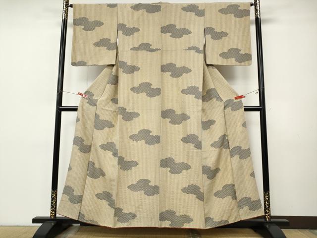 平和屋着物●上質な小紋 雲重ね文 正絹 逸品 CABI9905ut