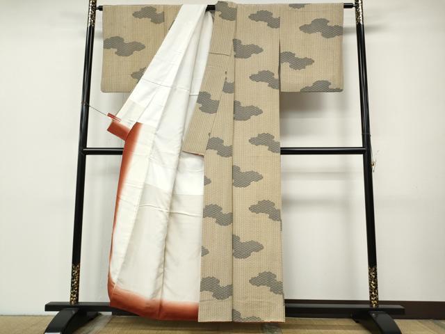 平和屋着物●上質な小紋 雲重ね文 正絹 逸品 CABI9905ut