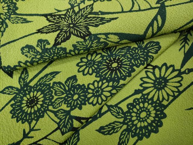 平和屋着物●上質な小紋 藍 型染め 枝花文 正絹 逸品 未使用 CABI9912ut