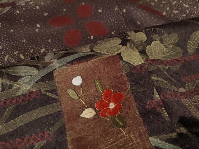 平和屋着物●訪問着 駒刺繍 道長短冊花文 金彩 正絹 逸品 CABI9916ut