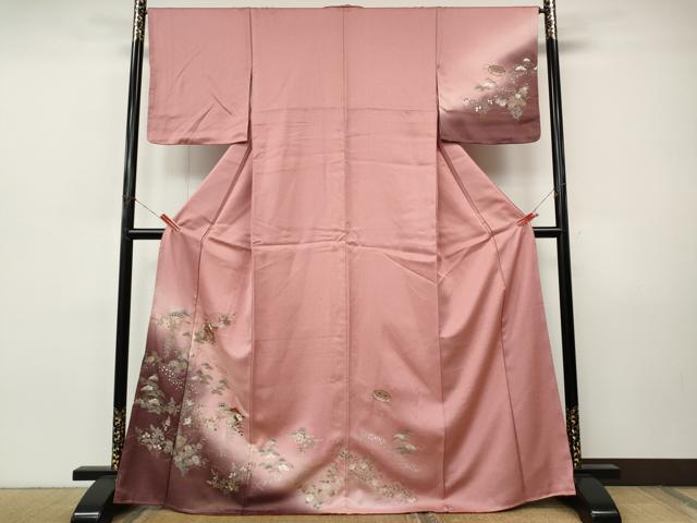 平和屋着物●訪問着 刺繍 貝桶花文 暈し染め 金銀彩 正絹 逸品 未使用 CABI9917ut