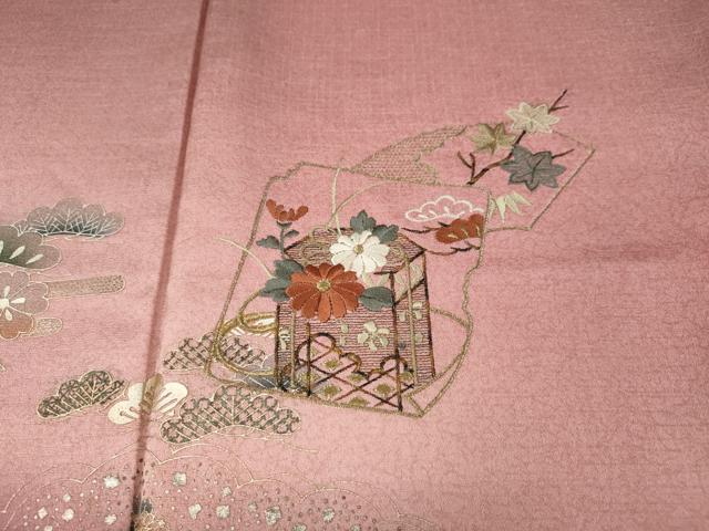 平和屋着物●訪問着 刺繍 貝桶花文 暈し染め 金銀彩 正絹 逸品 未使用 CABI9917ut