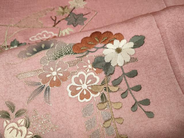 平和屋着物●訪問着 刺繍 貝桶花文 暈し染め 金銀彩 正絹 逸品 未使用 CABI9917ut
