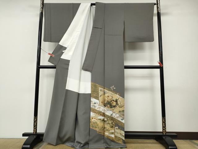平和屋着物●豪華色留袖 刺繍 屏風草花文 金彩 ますいわ屋扱い 正絹 逸品 CABI9919ut