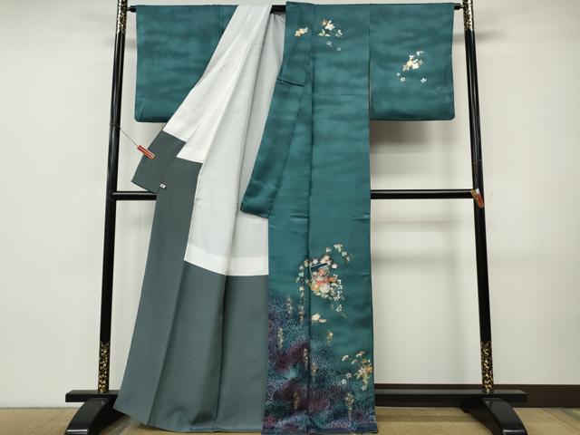 平和屋着物●訪問着 鴛鴦花文 暈し染め 金銀彩 さが美扱い 正絹 逸品 CABI9920ut