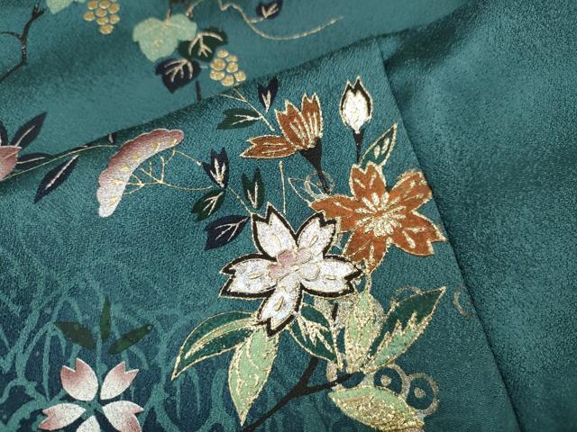 平和屋着物●訪問着 鴛鴦花文 暈し染め 金銀彩 さが美扱い 正絹 逸品 CABI9920ut