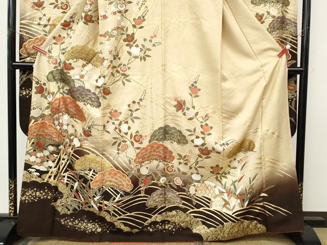 平和屋着物●豪華振袖 草花文 暈し染め 金彩 正絹 逸品 CABI9922ut