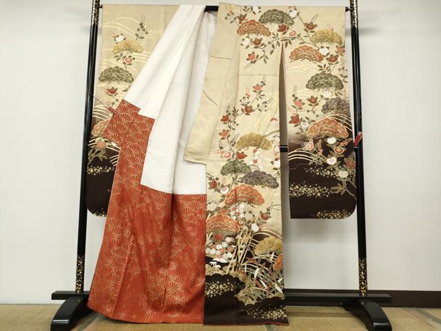 平和屋着物●豪華振袖 草花文 暈し染め 金彩 正絹 逸品 CABI9922ut