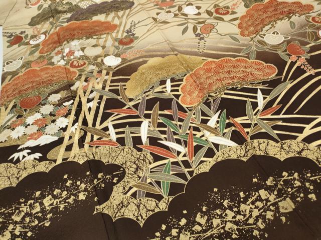 平和屋着物●豪華振袖 草花文 暈し染め 金彩 正絹 逸品 CABI9922ut