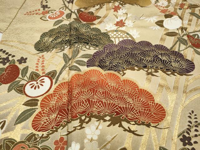 平和屋着物●豪華振袖 草花文 暈し染め 金彩 正絹 逸品 CABI9922ut