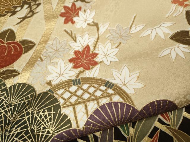 平和屋着物●豪華振袖 草花文 暈し染め 金彩 正絹 逸品 CABI9922ut