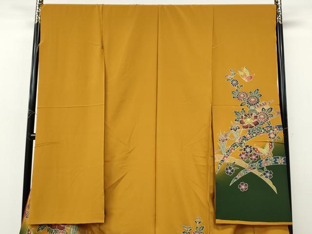 平和屋着物●豪華振袖 紅型 風景花蝶文 暈し染め 仮絵羽 逸品 未使用 CABI9935ut