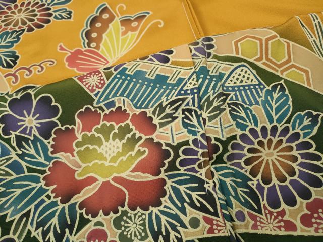 平和屋着物●豪華振袖 紅型 風景花蝶文 暈し染め 仮絵羽 逸品 未使用 CABI9935ut