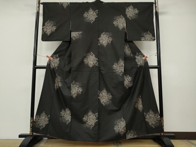 平和屋着物●本場大島紬 9マルキ 地空き 風景草花文 正絹 逸品 CABI9941ut