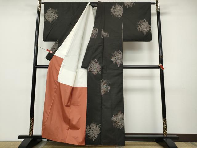 平和屋着物●本場大島紬 9マルキ 地空き 風景草花文 正絹 逸品 CABI9941ut