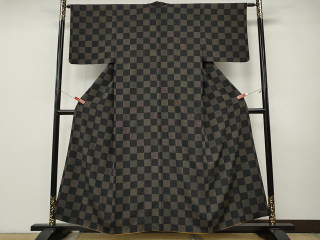 平和屋着物●上質な小紋 格子柄 正絹 逸品 CABI9948ut