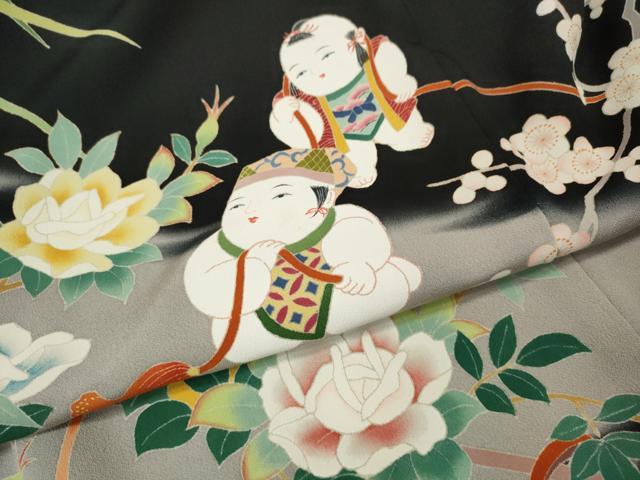 平和屋着物●本加賀友禅作家 中政雄 黒留袖 唐子花車文 正絹 逸品 CABI9950ut