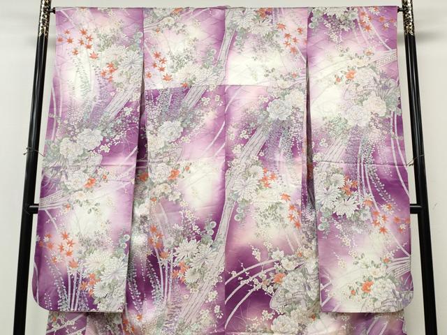 平和屋着物●豪華振袖 草花文 暈し染め 金彩 正絹 逸品 CABI9956ut