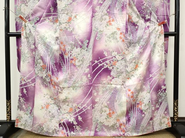 平和屋着物●豪華振袖 草花文 暈し染め 金彩 正絹 逸品 CABI9956ut