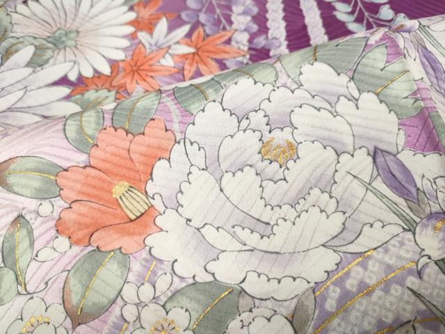 平和屋着物●豪華振袖 草花文 暈し染め 金彩 正絹 逸品 CABI9956ut