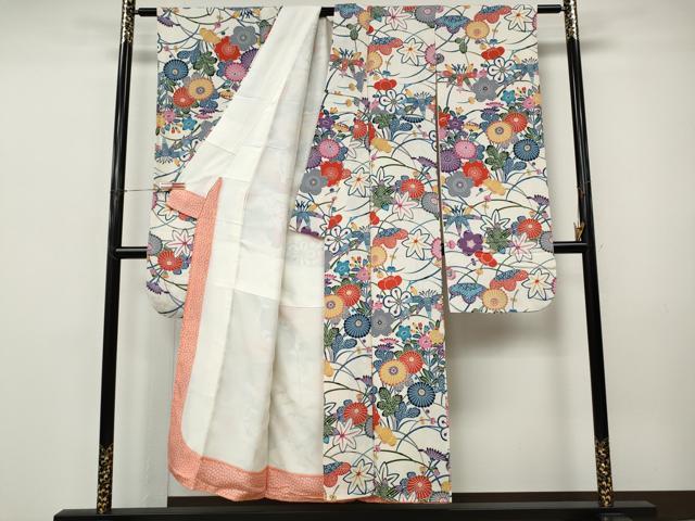 平和屋着物●豪華振袖 紅型 草花づくし 鬼しぼ縮緬 正絹 逸品 CABI9957ut