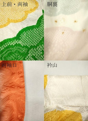 平和屋着物●豪華振袖 総絞り 雲取り草花文 正絹 逸品 CABI9961ut