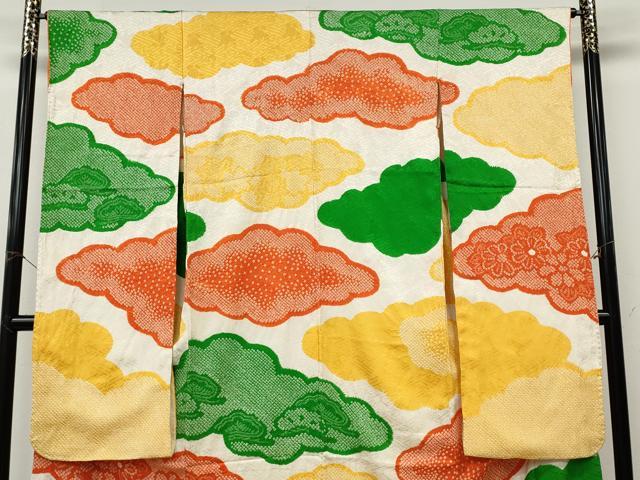 平和屋着物●豪華振袖 総絞り 雲取り草花文 正絹 逸品 CABI9961ut