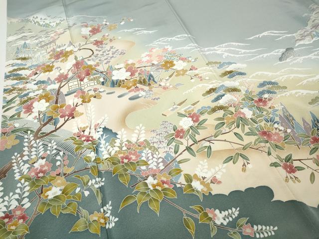 平和屋着物●豪華色留袖 友禅 御所解船花文 暈し染め 正絹 逸品 CABI9963ut
