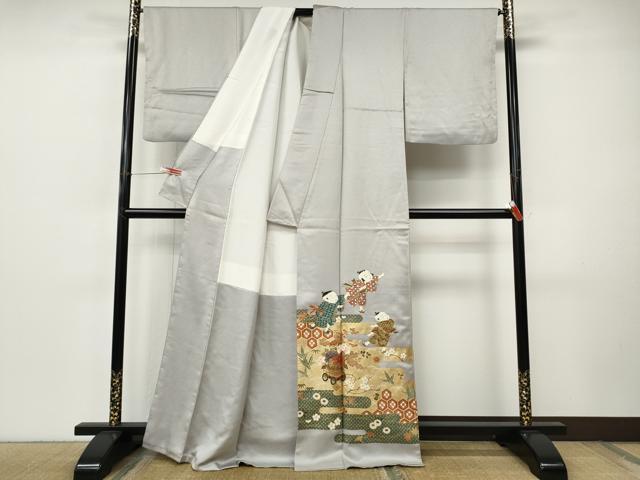 平和屋着物●豪華色留袖 作家物 エ霞唐子草花文 金彩 正絹 逸品 CABI9964ut