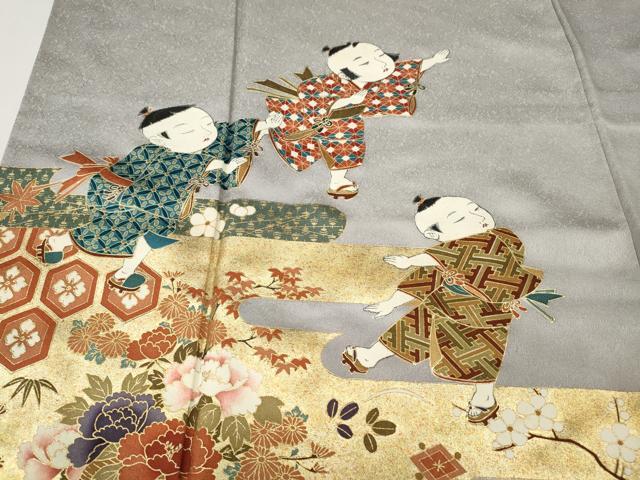 平和屋着物●豪華色留袖 作家物 エ霞唐子草花文 金彩 正絹 逸品 CABI9964ut