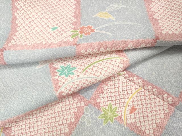 平和屋着物●上質な小紋 格子芝草花文 正絹 逸品 CABI9967ut