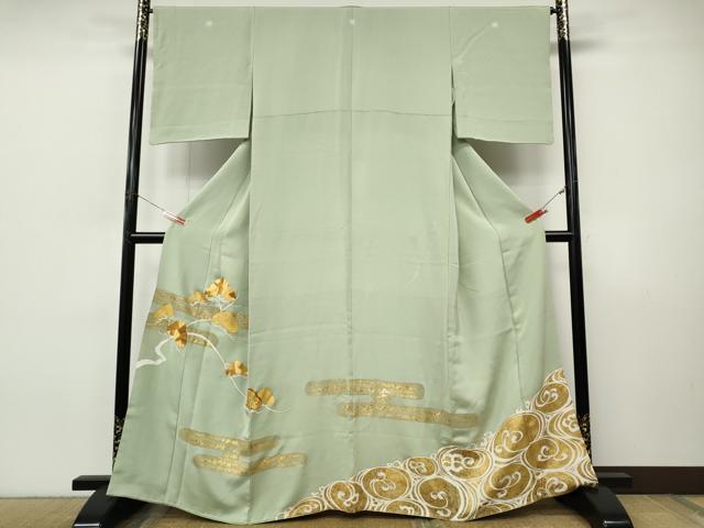 平和屋着物●豪華色留袖 駒刺繍 エ霞松文 金彩 正絹 逸品 CABI9972ut