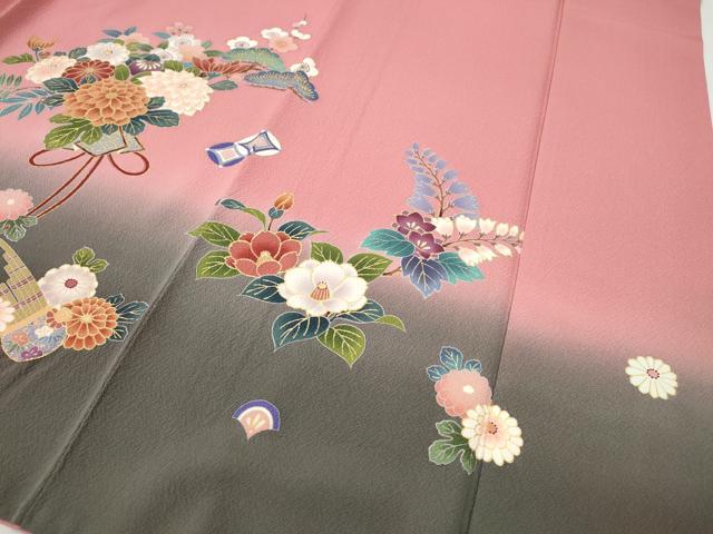 平和屋着物●豪華振袖・長襦袢セット 駒刺繍 楽器花文 暈し染め 金彩 正絹 逸品 CABI9974ut