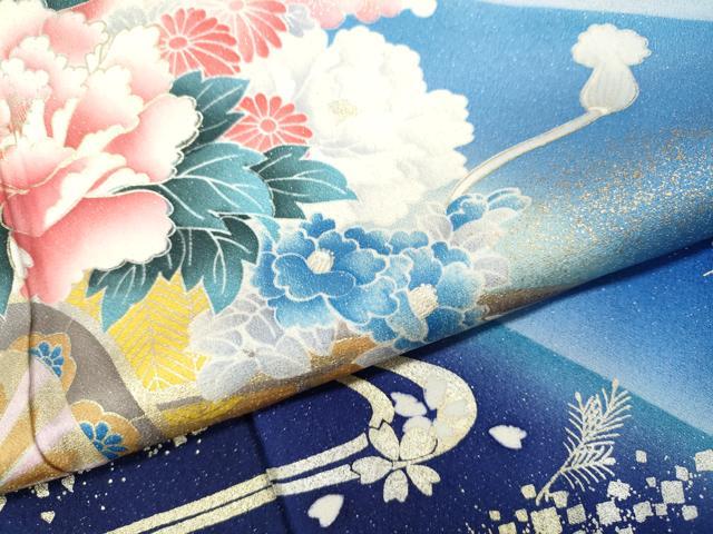 平和屋着物●豪華振袖・長襦袢セット 花車文 暈し染め 銀通し地 さが美扱い 正絹 逸品 CABI9975ut