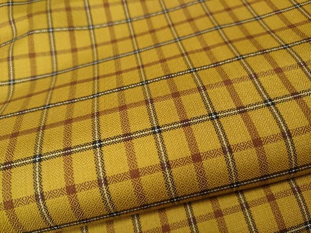 平和屋着物●本場黄八丈 まるまなこ 紬 格子柄 正絹 逸品 CABI9976ut