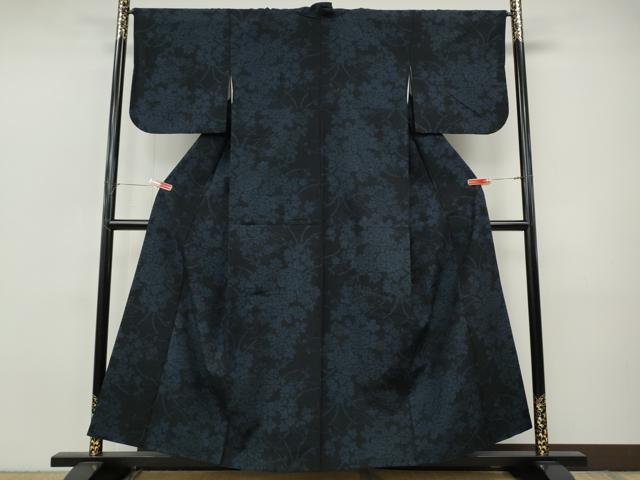 平和屋着物●結城紬 100亀甲 草花文 正絹 逸品 CABI9983ut