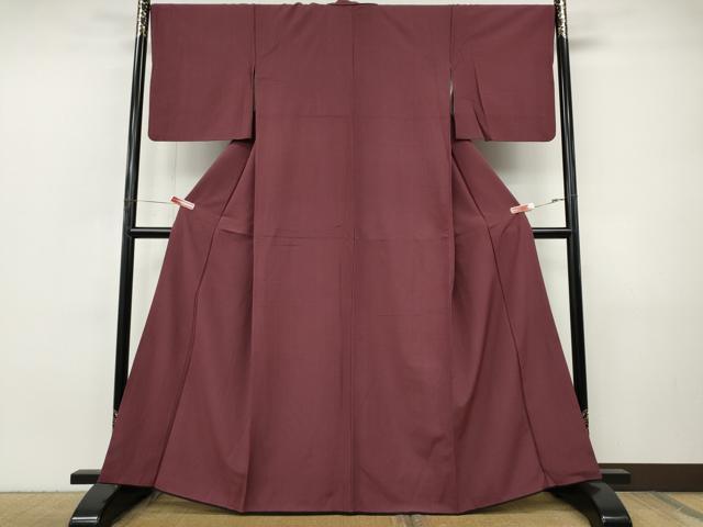 平和屋着物●江戸小紋 紬地 万筋 浅蘇芳色×長春色 正絹 逸品 CABI9984ut