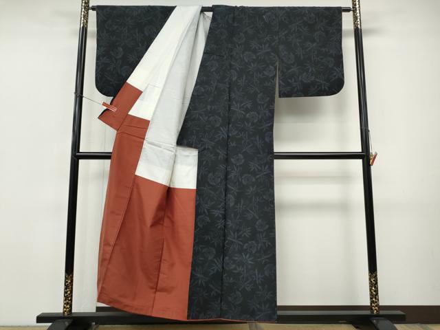 平和屋着物●結城紬 ふくら雀 笹 正絹 逸品 CABI9985ut