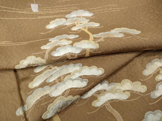 平和屋着物●中国三大刺繍 相良刺繍 総刺繍 訪問着 船 松 正絹 逸品 CABI9987ut