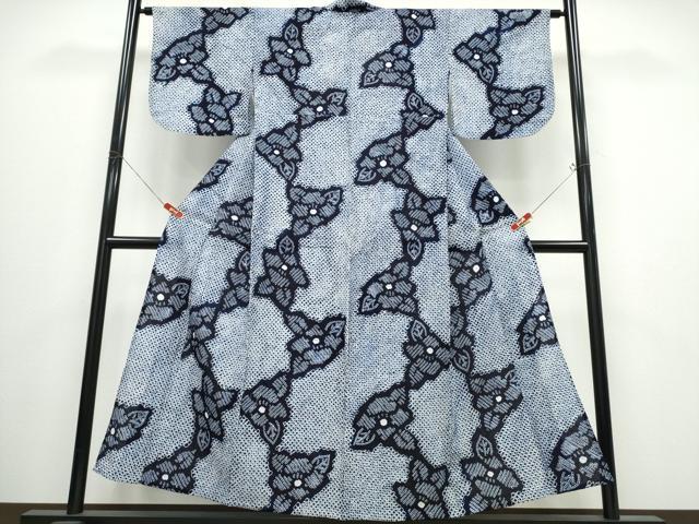 平和屋着物∴夏物 浴衣 有松鳴海絞り 舞花文 綿 逸品 CABJ0008ng