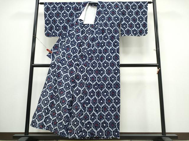 平和屋着物∴夏物 浴衣 有松鳴海絞り 亀甲花文 綿 逸品 未使用 CABJ0010ng