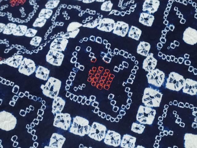 平和屋着物∴夏物 浴衣 有松鳴海絞り 亀甲花文 綿 逸品 未使用 CABJ0010ng